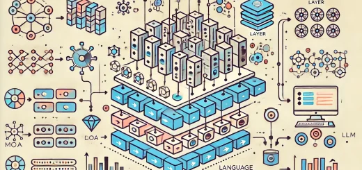 An illustration depicting a layered Mixture of Agents (MoA) architecture with multiple Large Language Models (LLMs) collaborating and showcasing various LLMs.